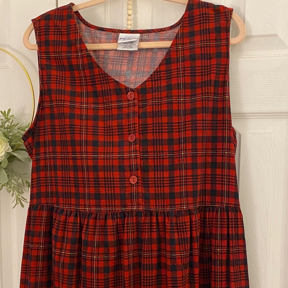 Bobbie Brooks Red and Black Plaid Casual Dress